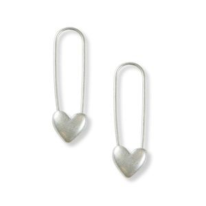 Lucky Brand Heart Safety Pin Earrings Silver: BRAND NEW!